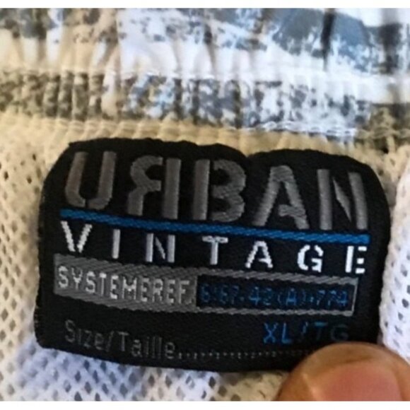 Urban Vintage Mens Swim Trunks Rock & Roll  XL White Gray Blue - Picture 5 of 7
